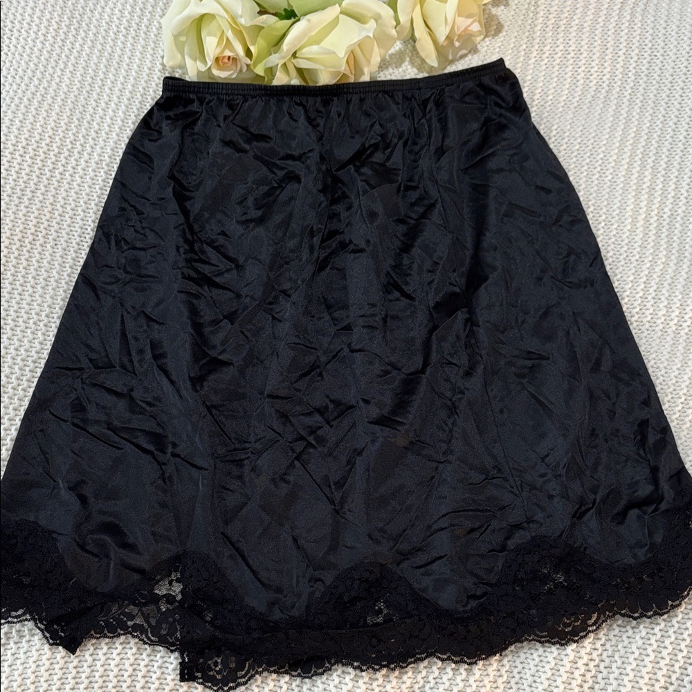 Vintage Adonna Black Lace Trim Slip